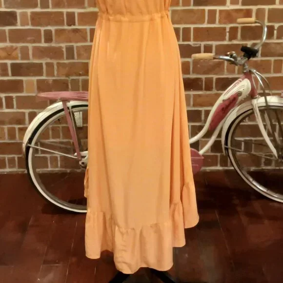 Beautiful π Peachy Orange Off Shoulder Or On Cinch Waist Semi Hi-Low Dress π - Picture 11 of 16